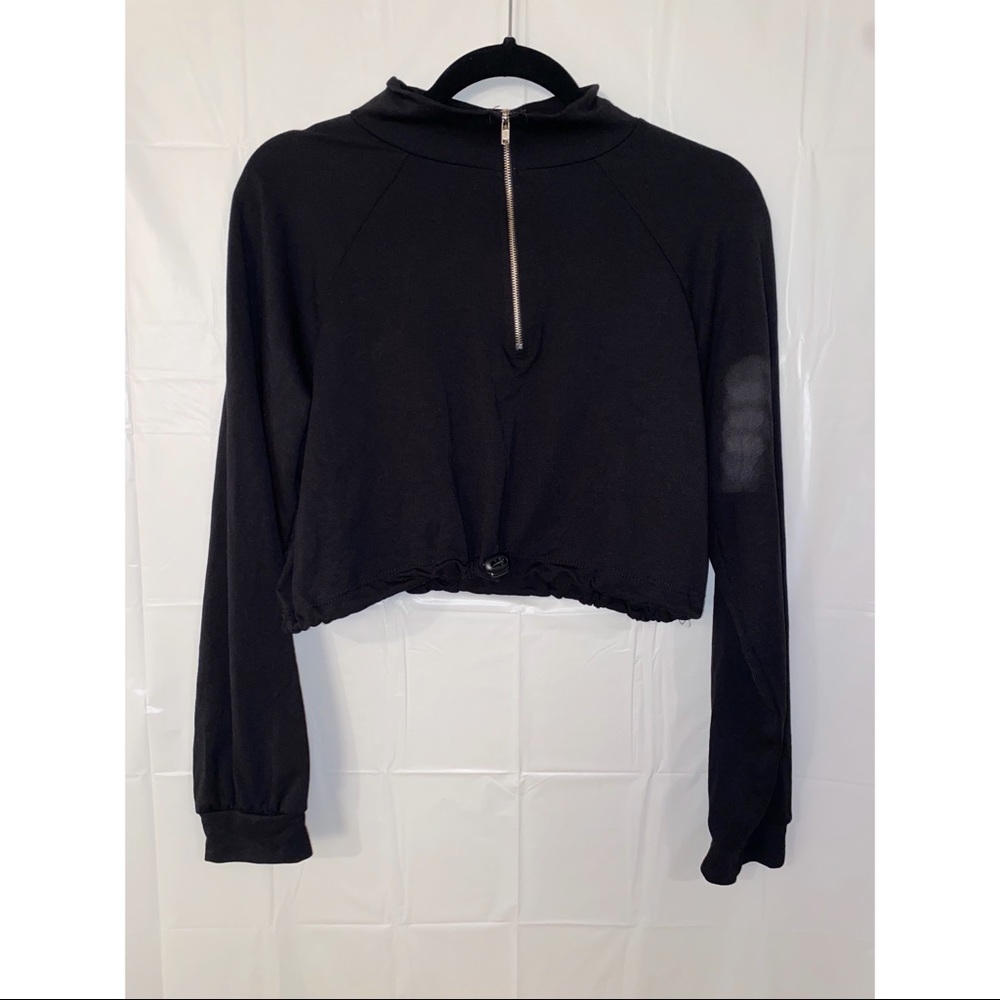 FashionNova Black Long Sleeve Crop Top